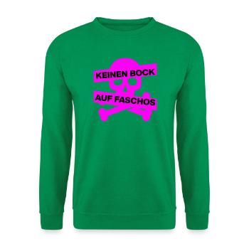 KEINEN BOCK AUF FASCHO, NO NZS, NO AFD, PINK SKULL - Unisex Pullover - Kelly Green - Vorne
