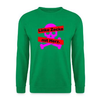 LINKE ZECKE MIT HERZ PINKES STATEMENT GEGEN RECHTS - Unisex Pullover - Kelly Green - Vorne