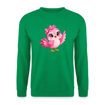 Kleiner rosa Kawaii-Vogel - Unisex Pullover - Kelly Green - Vorne