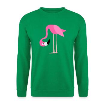 Flamingo Pink Cartoon Stil - Unisex Pullover - Kelly Green - Vorne