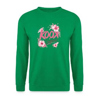 Kook Original Floral Pink Aquarellblüten - Unisex Pullover - Kelly Green - Vorne