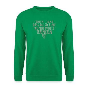 Beste Trainerin Herz Dankeschön Fußballtrainerin - Unisex Pullover - Kelly Green - Vorne