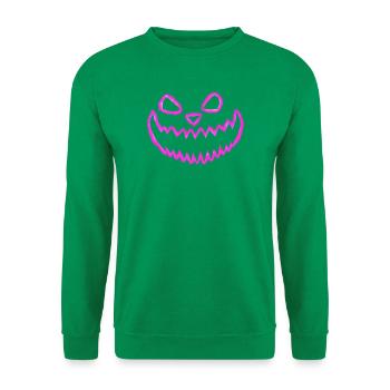 Kürbisgesicht Umriss Pink - Neon Halloween - Unisex Pullover - Kelly Green - Vorne