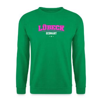 Lübeck Germany Retro Neon Logo Print - Unisex Sweatshirt - kelly green - Front