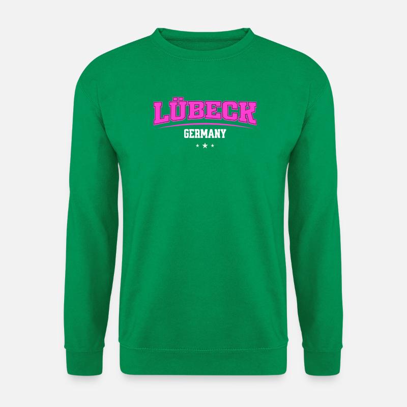 Lübeck Germany Retro Neon Logo Print - Unisex Pullover - Kelly Green
