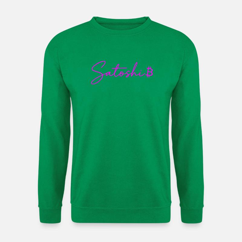Satoshi Lettres Néon Bitcoin Script Rose - Sweat-shirt Unisexe - vert