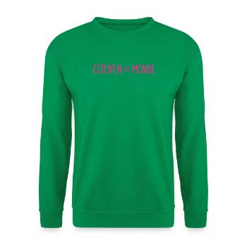 Citoyen du Monde – Globaler Bürger - Unisex Pullover - Kelly Green - Vorne