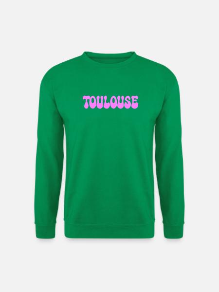 Toulouse, neonrosa Blasenbuchstaben - Unisex Pullover - Kelly Green