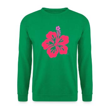 Bright Pink Tropical Hibiscus Flower - Unisex Sweatshirt - kelly green - Front