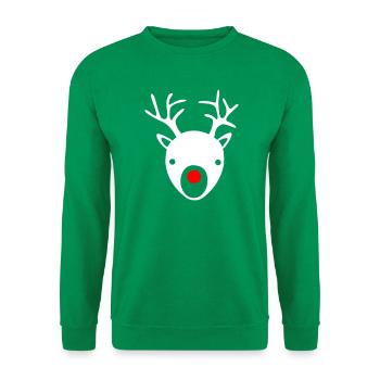 Rudolph Geweih Weihnachten Xmas Rentier Hirsch - Unisex Pullover - Kelly Green - Vorne
