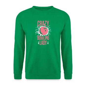 Crazy Bowling Lady Pink Sports Lover Design - Unisex Pullover - Kelly Green - Vorne