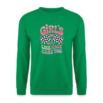 Autorennen Sprüche Mädchen Rennwagen Geschenk  - Unisex Pullover - Kelly Green - Vorne