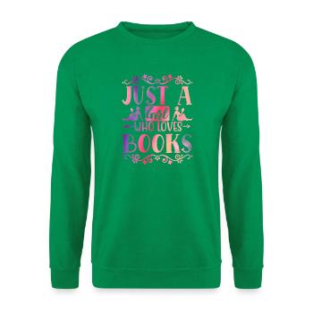 Nur ein Mädchen liebt Bücher - Unisex Pullover - Kelly Green - Vorne