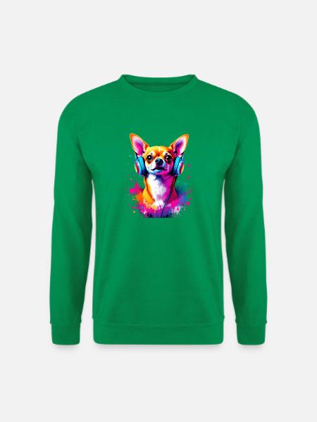 Chihuahua mit Kopfhörer - Unisex Pullover - Kelly Green