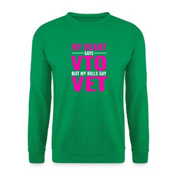 Heart Says VTO, Bills Say Vet - Unisex Sweatshirt - kelly green - Front