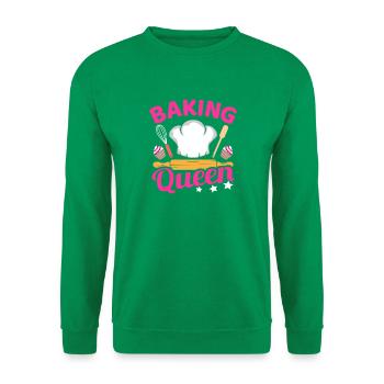 Baking Queen Bake Kitchen Küche Backen Spruch - Unisex Pullover - Kelly Green - Vorne