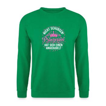Prinzessin – Glitzer Krone mit Wein & Musik - Unisex Pullover - Kelly Green - Vorne