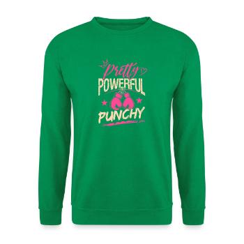Pretty Powerful Punchy Gloves Boxing Gloves - Unisex Pullover - Kelly Green - Vorne