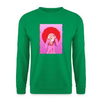 Glitch Aesthetic Anime Girl Digital Art Design - Unisex Sweatshirt - kelly green - Front