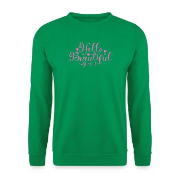 Hallo, schöne Schrift-Herzen - Unisex Pullover - Kelly Green - Vorne