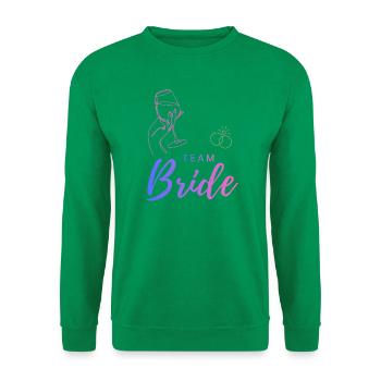 Team Bride Weinglas und Ringe - Unisex Pullover - Kelly Green - Vorne