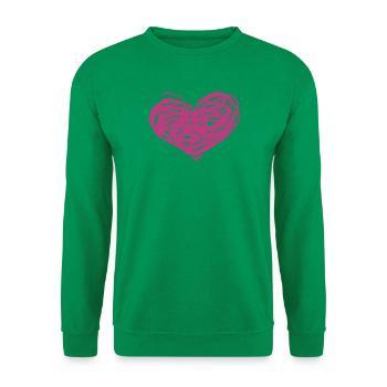 Rosa Herz-Scribble Kunst - Unisex Pullover - Kelly Green - Vorne