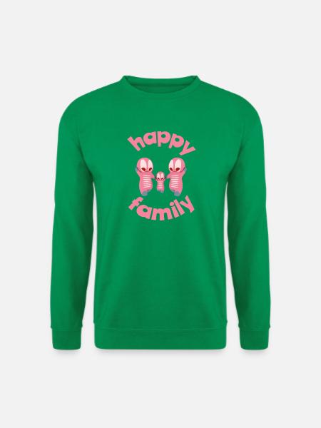 Verspielte Familienmotive mit bunten Figuren - Unisex Pullover - Kelly Green