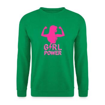 GIRL POWER Neon Silhouette - Unisex Pullover - Kelly Green - Vorne