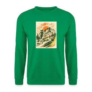 Wanderer und Trailerin - Berge und Natur Design  - Unisex Pullover - Kelly Green - Vorne