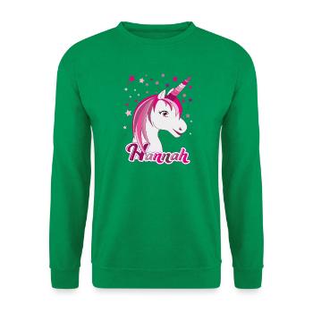 Hannah , Mädchenname, Lieblingsname - Unisex Pullover - Kelly Green - Vorne