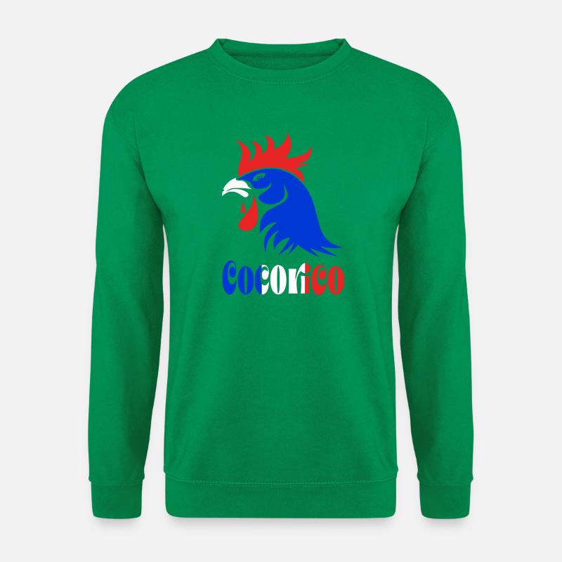 Hahn blau, weiß, rot - Unisex Pullover - Kelly Green