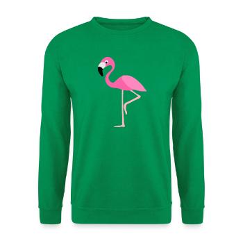 Rosa Flamingo Vektor-Print - Unisex Pullover - Kelly Green - Vorne