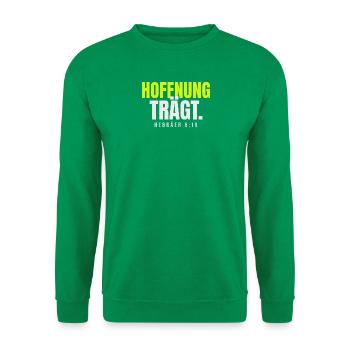 Hoffnung trägt – Hebräer 6,19 - Unisex Pullover - Kelly Green - Vorne