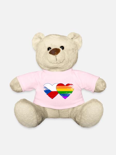 Tschechien Regenbogen Flagge Herz used - Teddy - Hellrosa