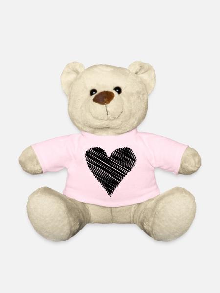 herz scribble Zeichnung minimal love liebe Linien  - Teddy - Hellrosa - Vorne