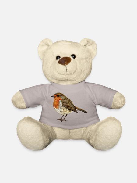 Besticktes Rotkehlchen-Minimalist (gedruckt) - Teddy - Taupe