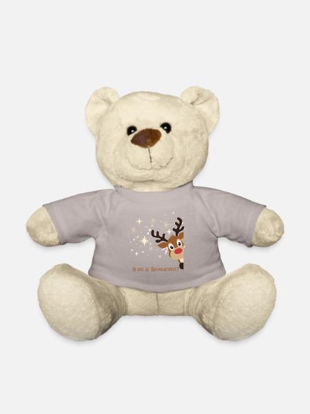 Rentier im Winterzauber, plattdeutsch X-Mas - Teddy - Taupe