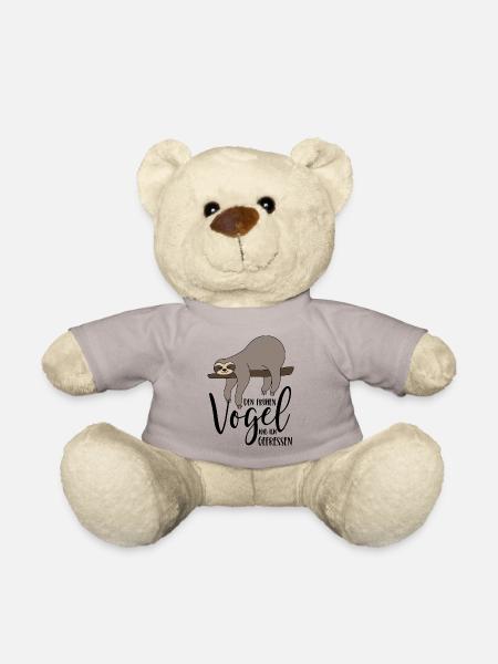 Faultier Spruch Den frühen Vogel hab ich gefressen - Teddy - Taupe