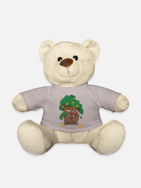 Geldbaum Bonsai mit Geldblättern und Goldmünze - Teddy - Taupe