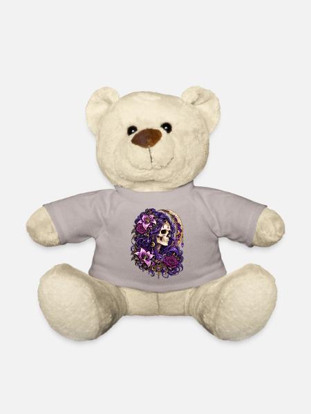 Schädelfrau, Mondblumen, Lila, Gotisch, - Teddy - Taupe - Vorne