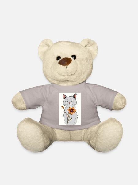 Gelassene Katze mit Sonnenblume - Teddy - Taupe