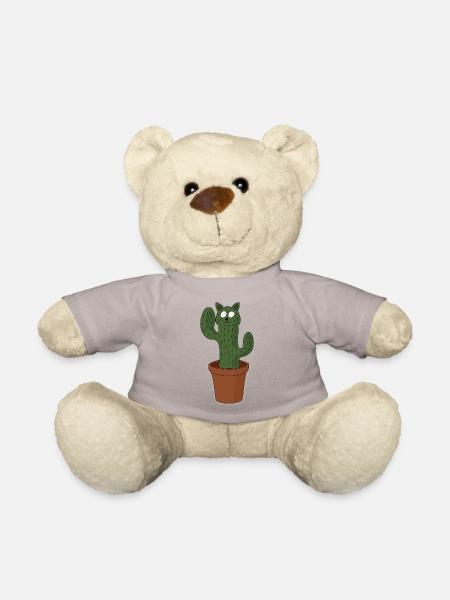 Katze als Kaktus im Blumentopf - Teddy - Taupe