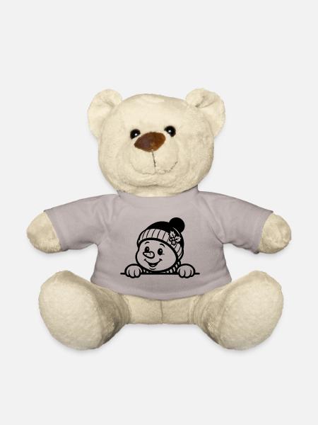 Niedliches Schneemann T Shirt Wintermotiv - Teddy - Taupe