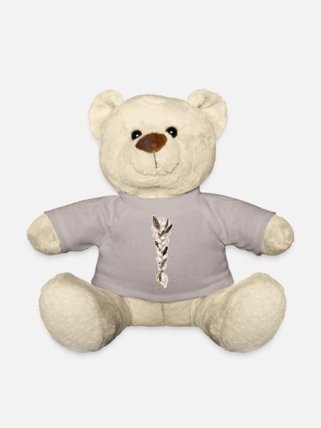 Zopf mit Vogelfedern - Teddy - Taupe