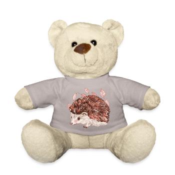 Herbstigel mit rotem Fellakzent - Teddy - Taupe - Vorne