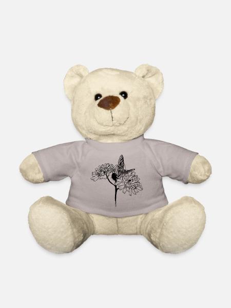 Schmetterling auf Blüten - Teddy - Taupe - Vorne