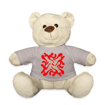 Rote Florale Ranken Muster - Teddy - Taupe - Vorne