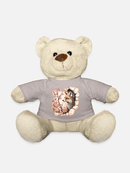 Fuchs mit Kirschblüten - Teddy - Taupe