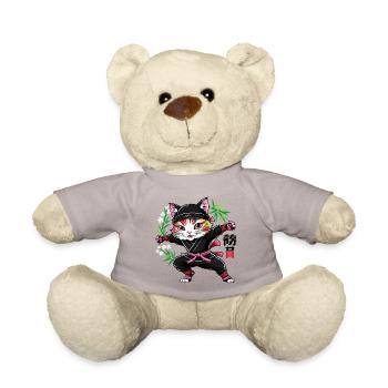Japanische Kawaii Ninja Katze  - Teddy - Taupe - Vorne