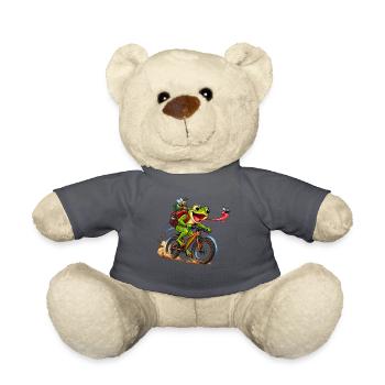 Funny Frog Riding Bicycle Cartoon - Teddy - Anthrazit - Vorne